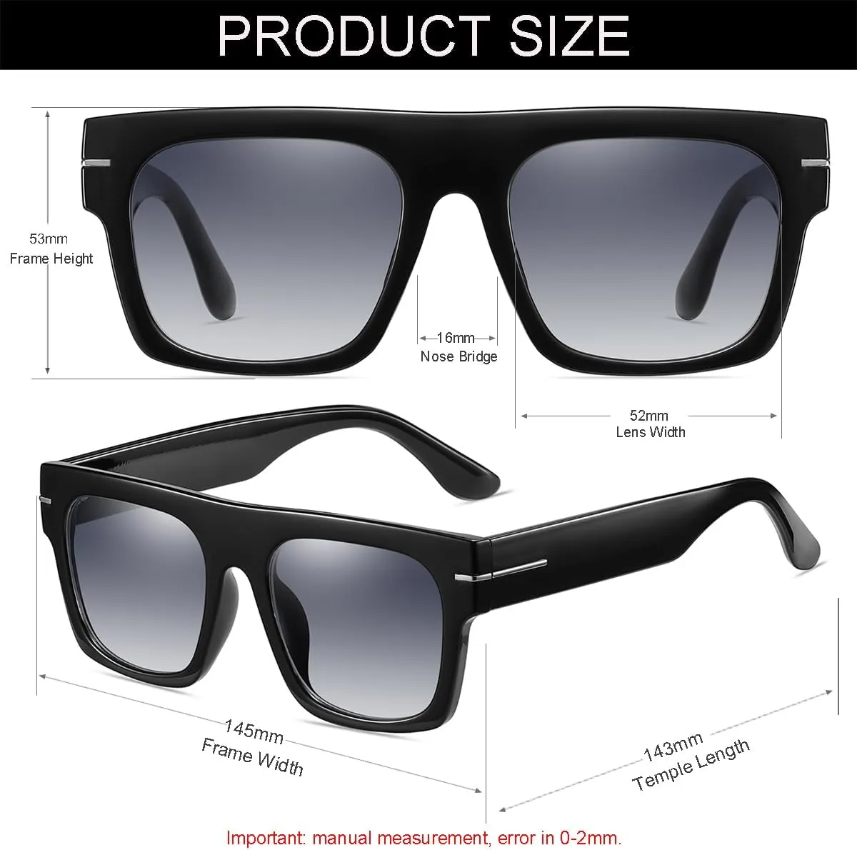 NIDOVIX Classic Vintage Square Sunglasses for Men Women Large Frame Retro 70s Sun Glasses UV400 Protection