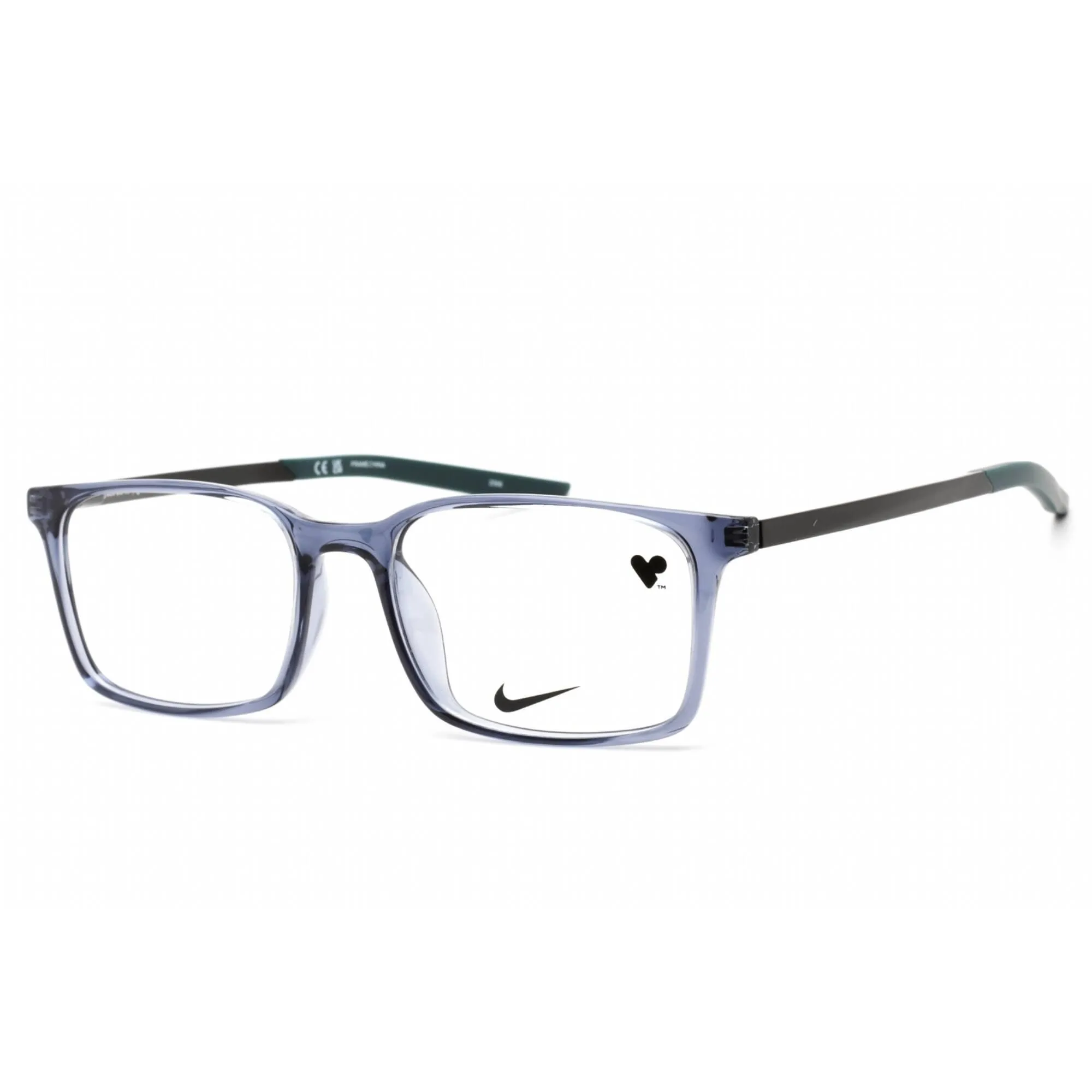 Nike Men's Eyeglasses - Clear Lens Rectangular Shape Blue Plastic Frame | 7282 412