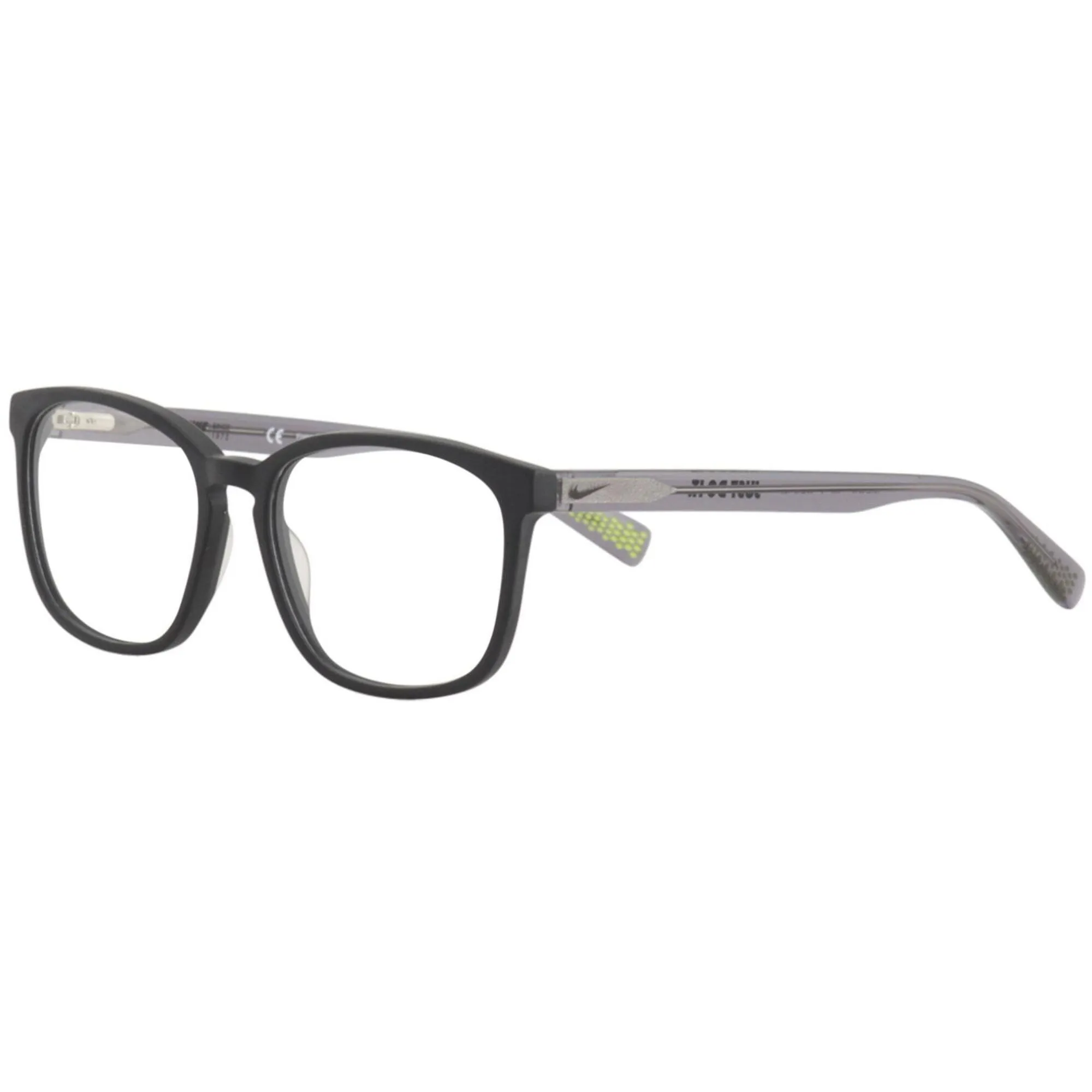 Nike Unisex Eyeglasses - Black and Volt Square Full-Rim Plastic Frame | NIKE 5016 6