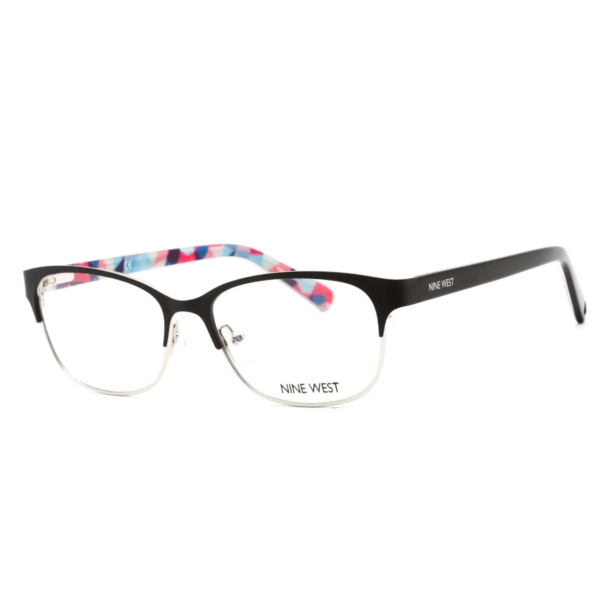 Nine West Women's Eyeglasses - Half Rim Black Metal Rectangular Frame | NW1088 001