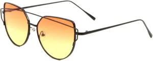 Oceanic Color Flat Lens Curved Crossed Top Bar Geometric Cat Eye Sunglasses M10212-FT-OC