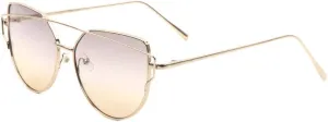 Oceanic Color Flat Lens Curved Crossed Top Bar Geometric Cat Eye Sunglasses M10212-FT-OC