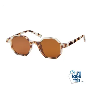 Octagon Vintage Women Sunglasses Designer Skinny Frame Sun Glasses, 7 Color Options