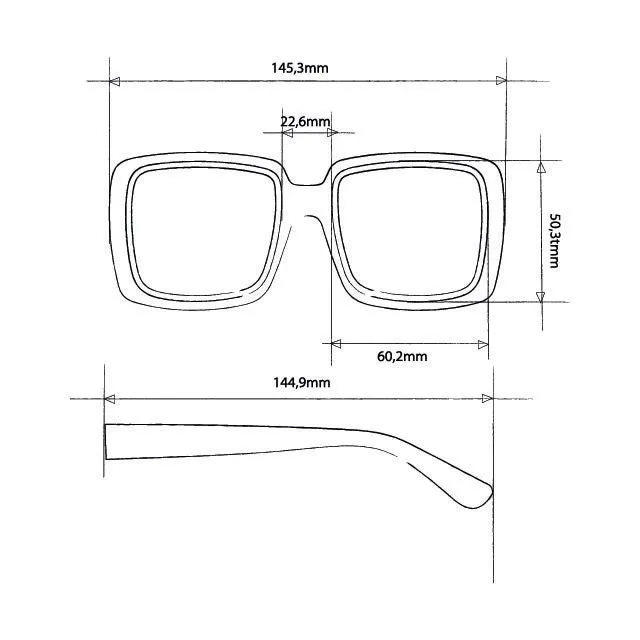 Okkia Sunglasses Square Black Gradient