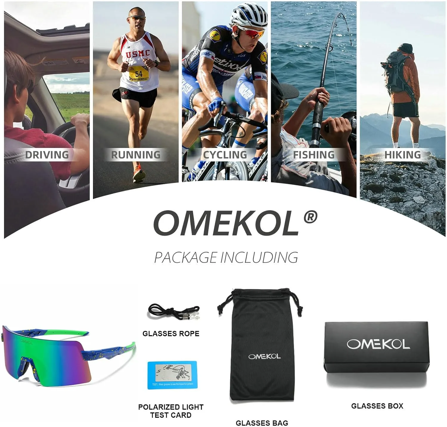 OMEKOL Two Sizes For Adults and Youth Polarized Sunglasses Men Women Outdoor Sport Baseball Glasses UV400 Cycling Eyewear