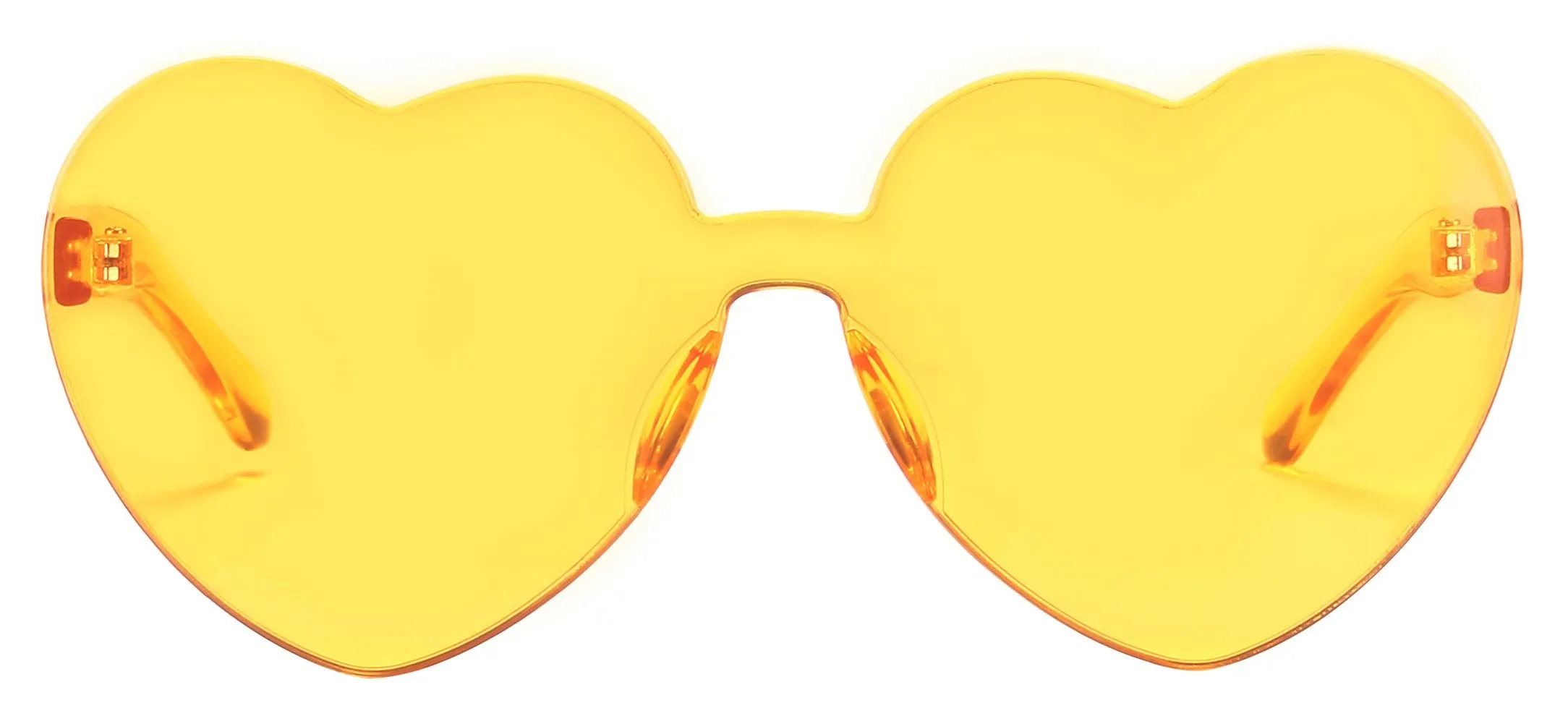 One Piece Heart Shaped Rimless Sunglasses Transparent Candy Color Eyewear(Yellow)