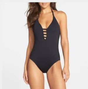 One Piece Swimsuit Women Swimwear Bandage Vintage Beach Wear Solid Bathing Suit Monokini Retro Swimsuit Plus Size Swim Suit