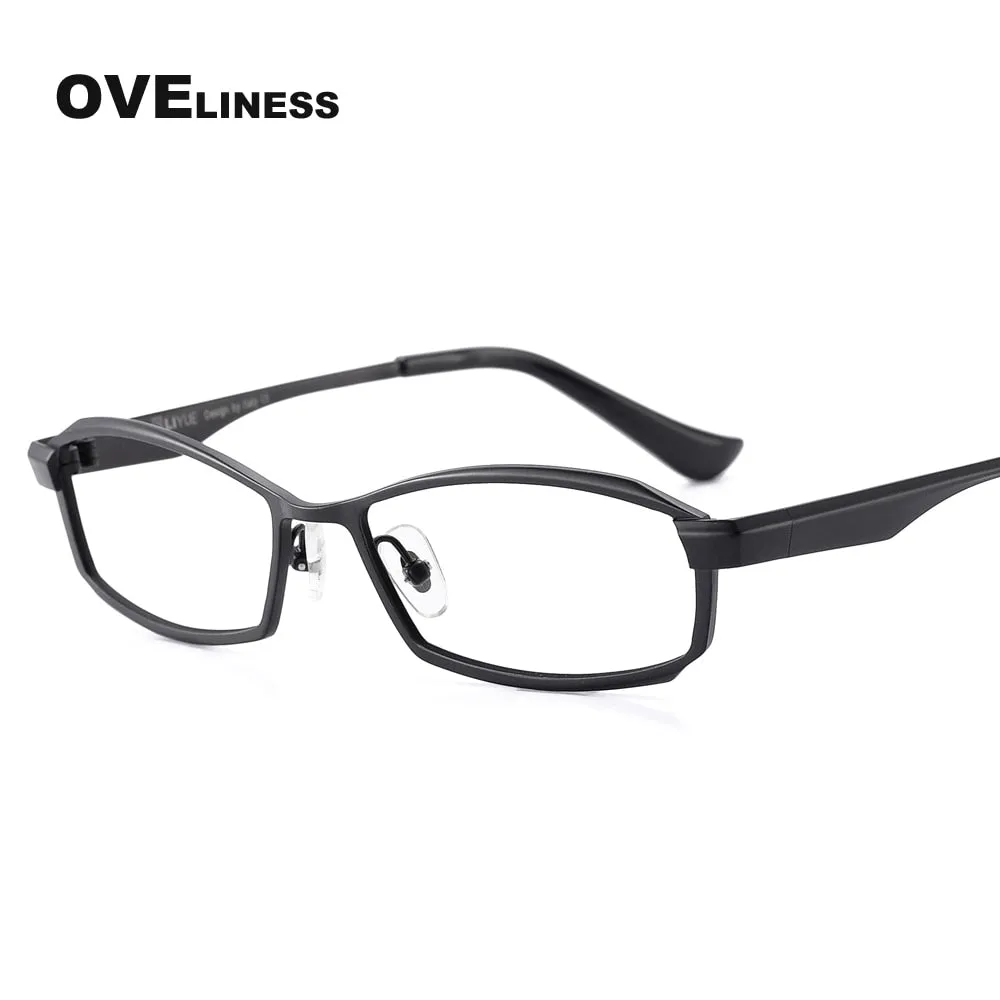 Oveliness Men's Full Rim Rectangle Titanium Eyeglasses P8718