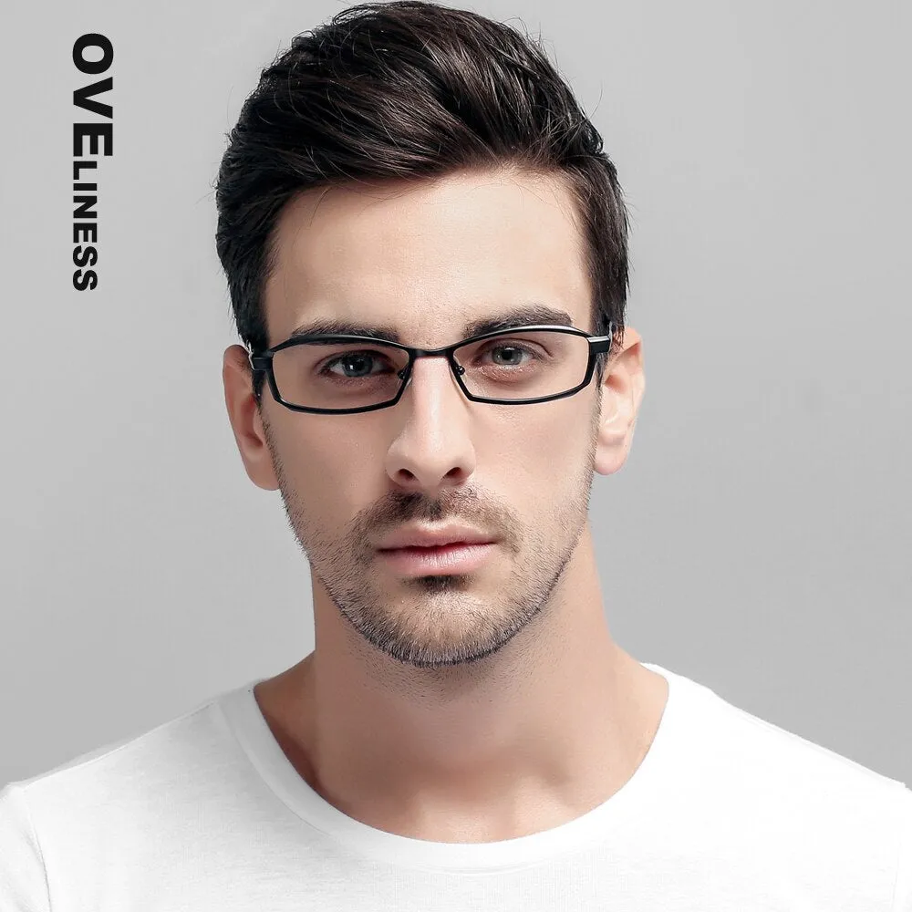 Oveliness Men's Full Rim Rectangle Titanium Eyeglasses P8718
