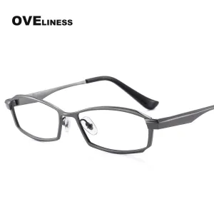 Oveliness Men's Full Rim Rectangle Titanium Eyeglasses P8718