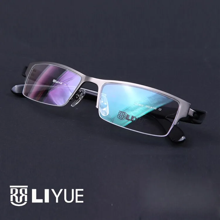 Oveliness Men's Semi Rim Rectangle Titanium Alloy Eyeglasses Ly9019
