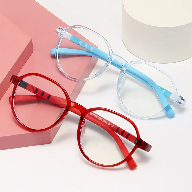 Oveliness Unisex Children's Full Rim Round Square Tr 90 Titanium Eyeglasses Trd110