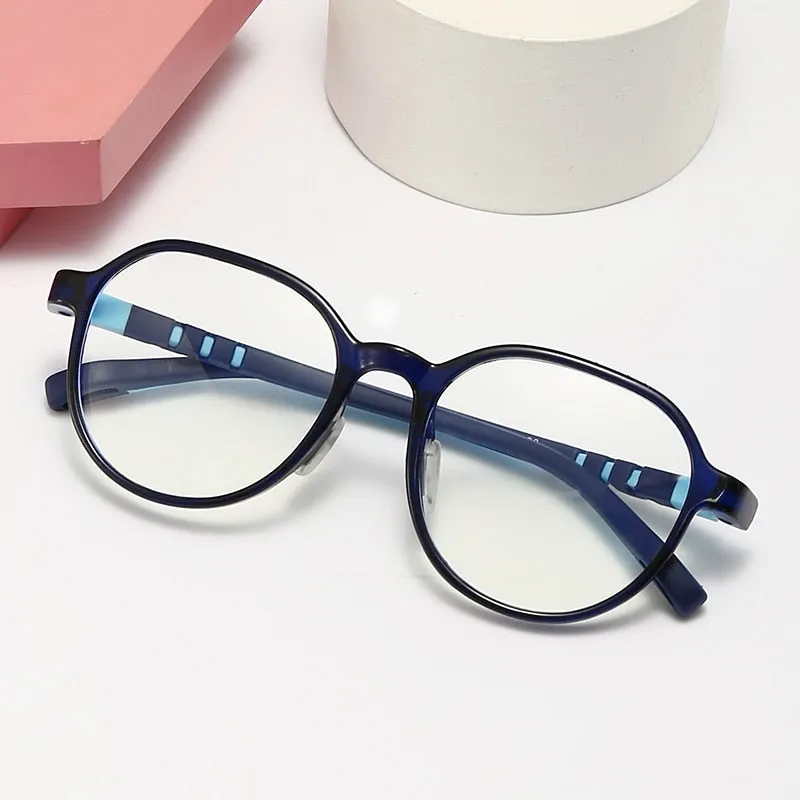 Oveliness Unisex Children's Full Rim Round Square Tr 90 Titanium Eyeglasses Trd110