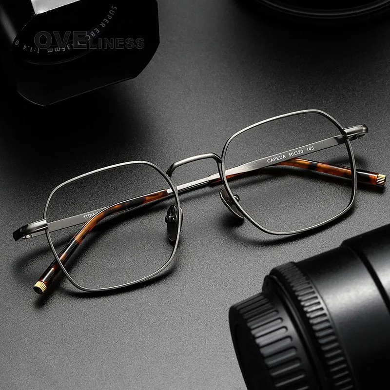 Oveliness Unisex Full Rim Irregular Square Titanium Eyeglasses Capeua