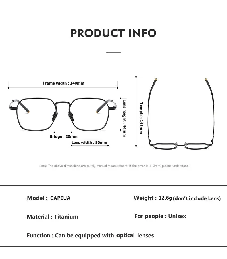 Oveliness Unisex Full Rim Irregular Square Titanium Eyeglasses Capeua