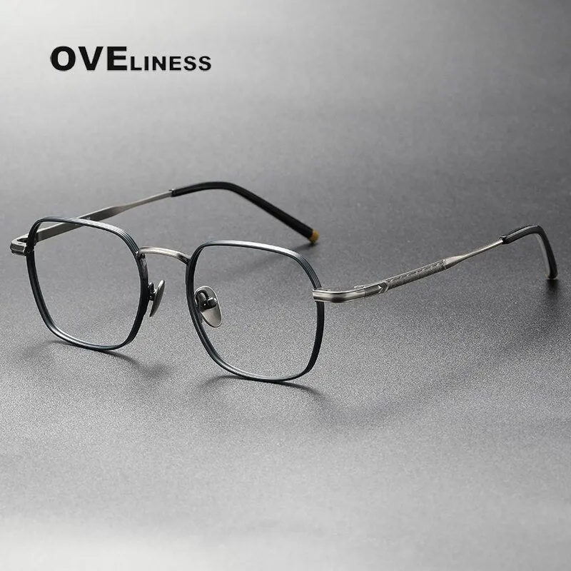 Oveliness Unisex Full Rim Irregular Square Titanium Eyeglasses Capeua