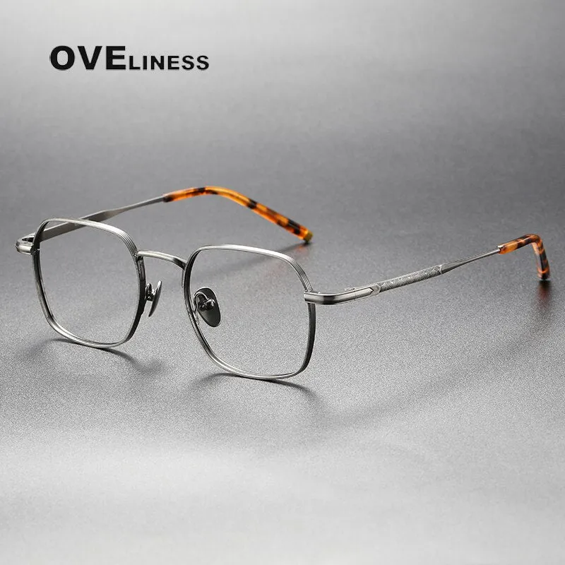 Oveliness Unisex Full Rim Irregular Square Titanium Eyeglasses Capeua