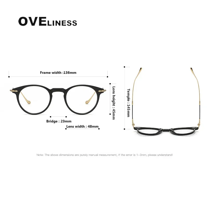 Oveliness Unisex Full Rim Round Acetate Titanium Eyeglasses 2056