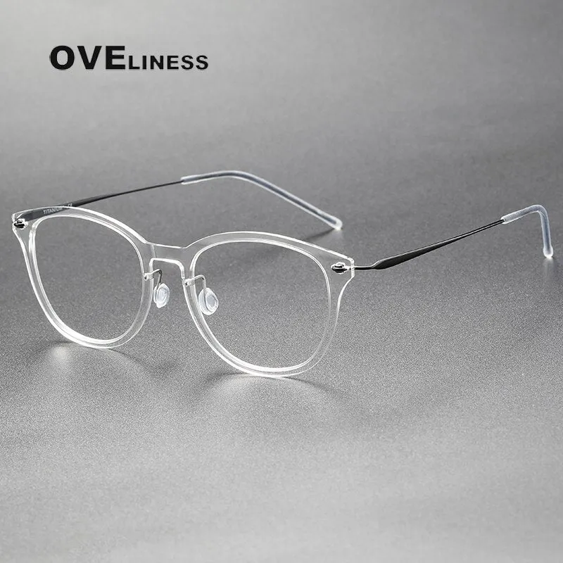 Oveliness Unisex Full Rim Round Acetate Titanium Eyeglasses 6506