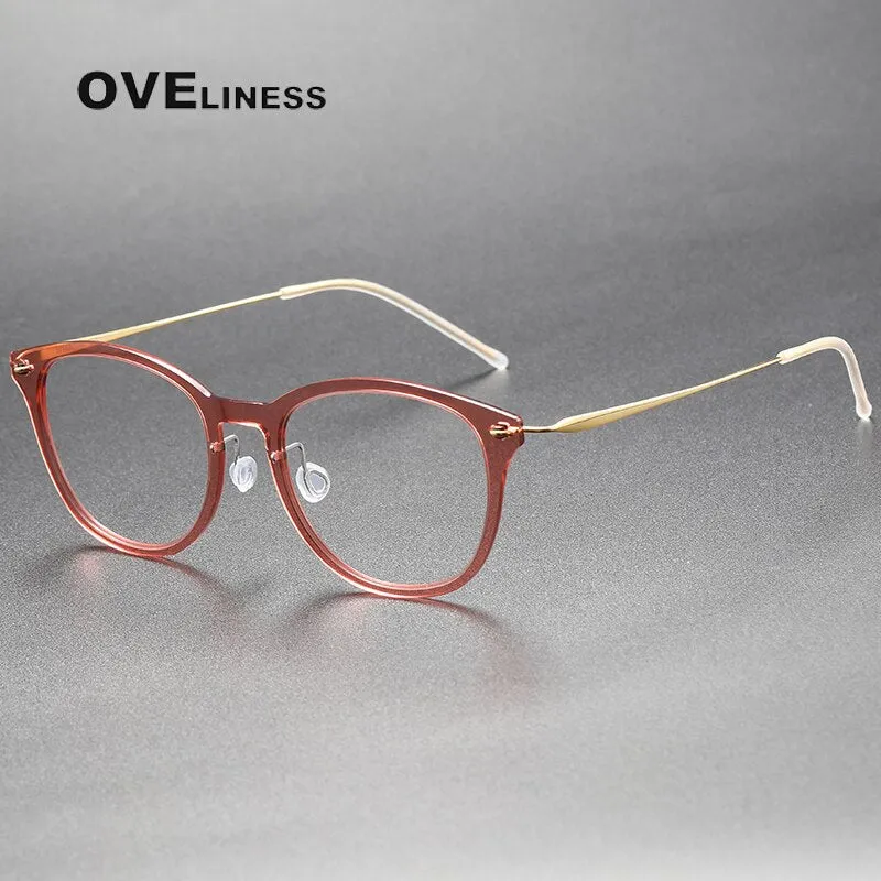 Oveliness Unisex Full Rim Round Acetate Titanium Eyeglasses 6506