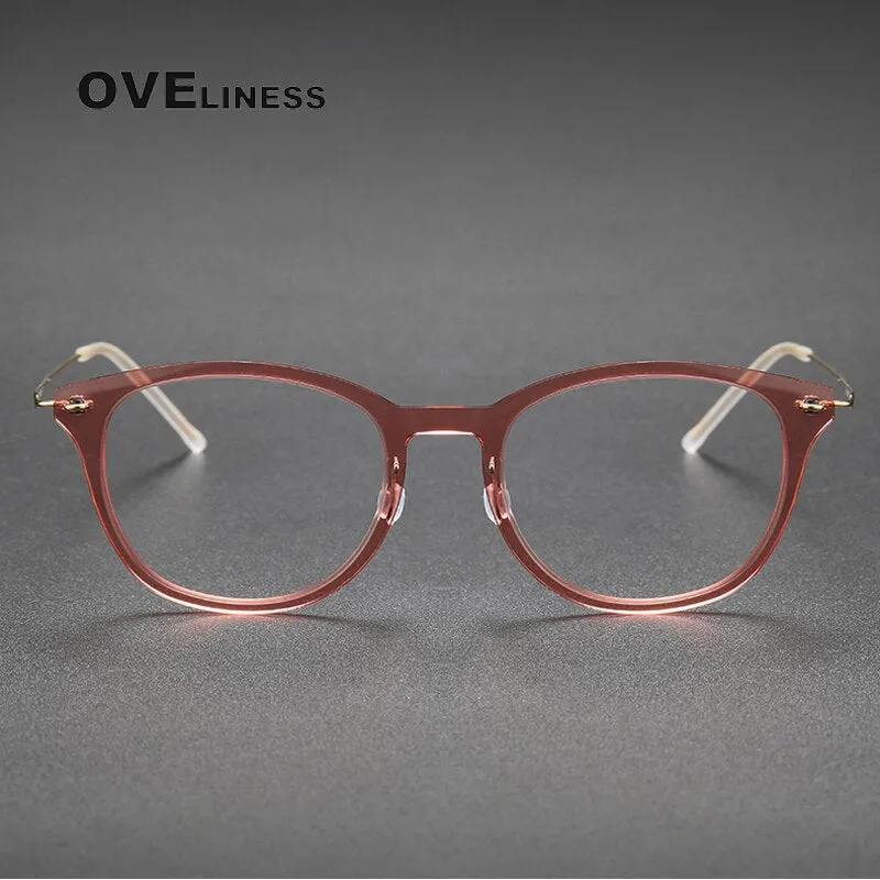 Oveliness Unisex Full Rim Round Acetate Titanium Eyeglasses 6506