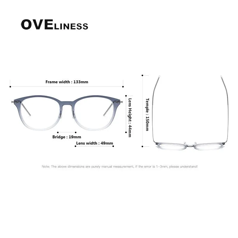 Oveliness Unisex Full Rim Round Acetate Titanium Eyeglasses 6506