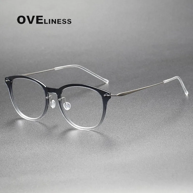 Oveliness Unisex Full Rim Round Acetate Titanium Eyeglasses 6506