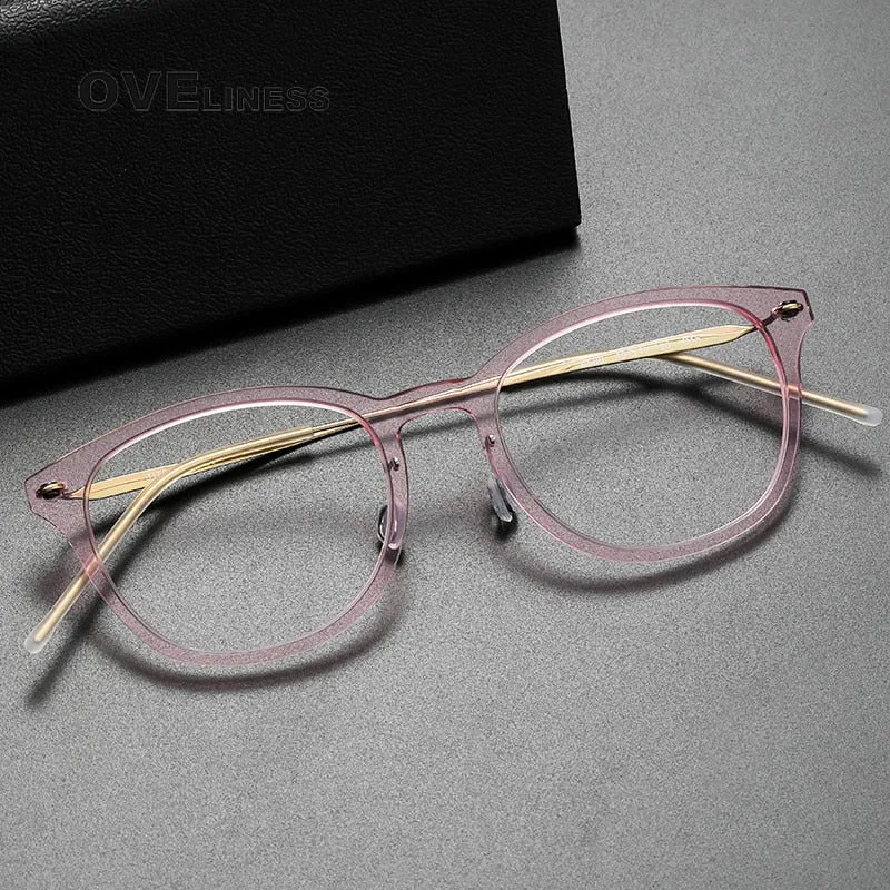 Oveliness Unisex Full Rim Round Acetate Titanium Eyeglasses 6506