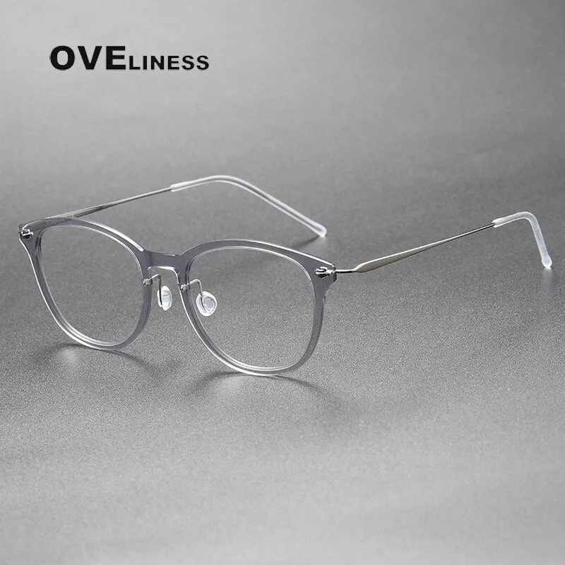 Oveliness Unisex Full Rim Round Acetate Titanium Eyeglasses 6506