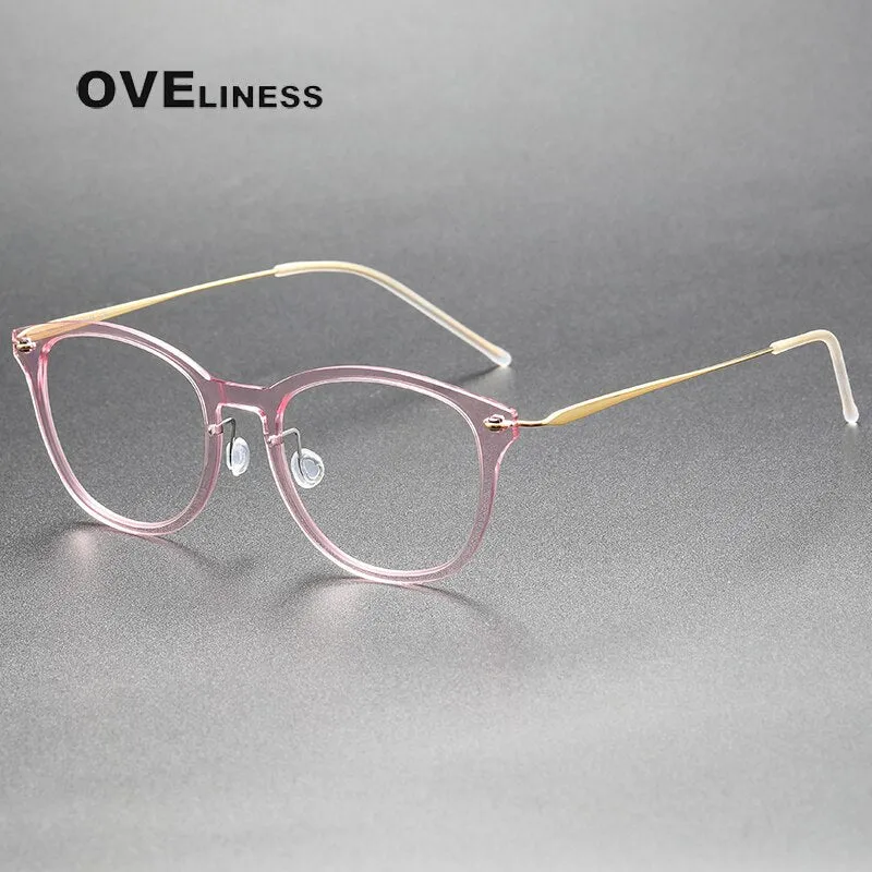 Oveliness Unisex Full Rim Round Acetate Titanium Eyeglasses 6506
