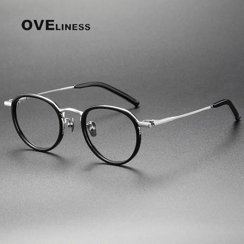 Oveliness Unisex Full Rim Round Acetate Titanium Eyeglasses M43