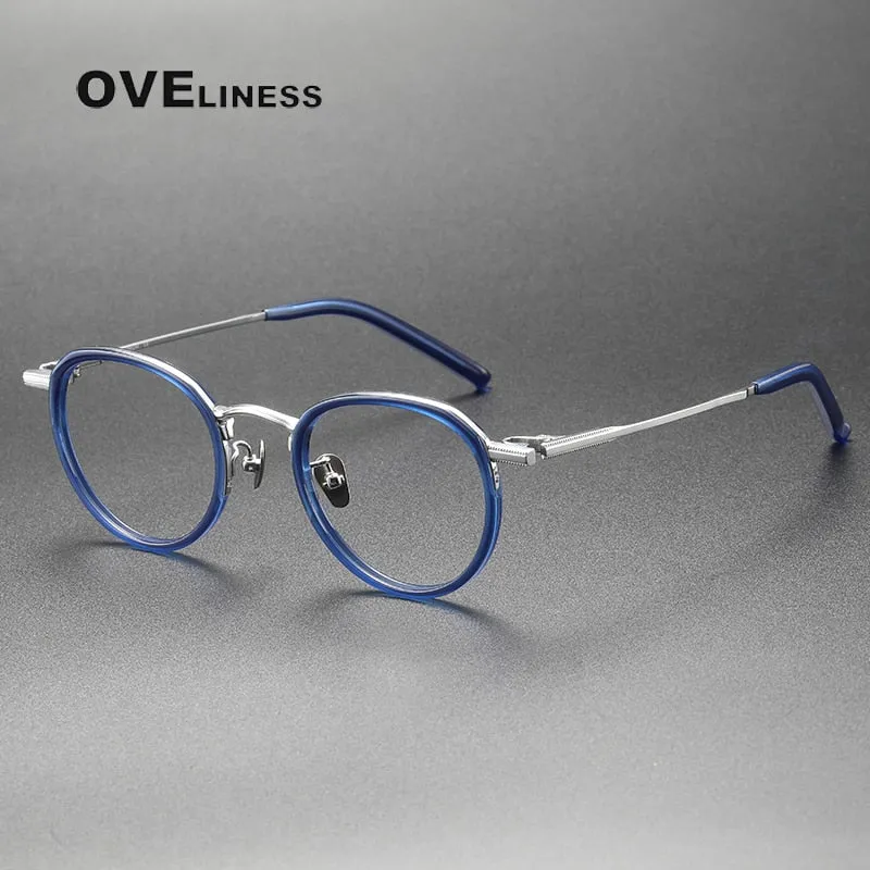 Oveliness Unisex Full Rim Round Acetate Titanium Eyeglasses M43