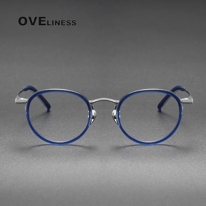 Oveliness Unisex Full Rim Round Acetate Titanium Eyeglasses M43