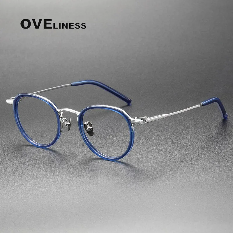 Oveliness Unisex Full Rim Round Acetate Titanium Eyeglasses M43