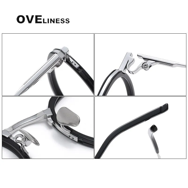 Oveliness Unisex Full Rim Round Acetate Titanium Eyeglasses M43