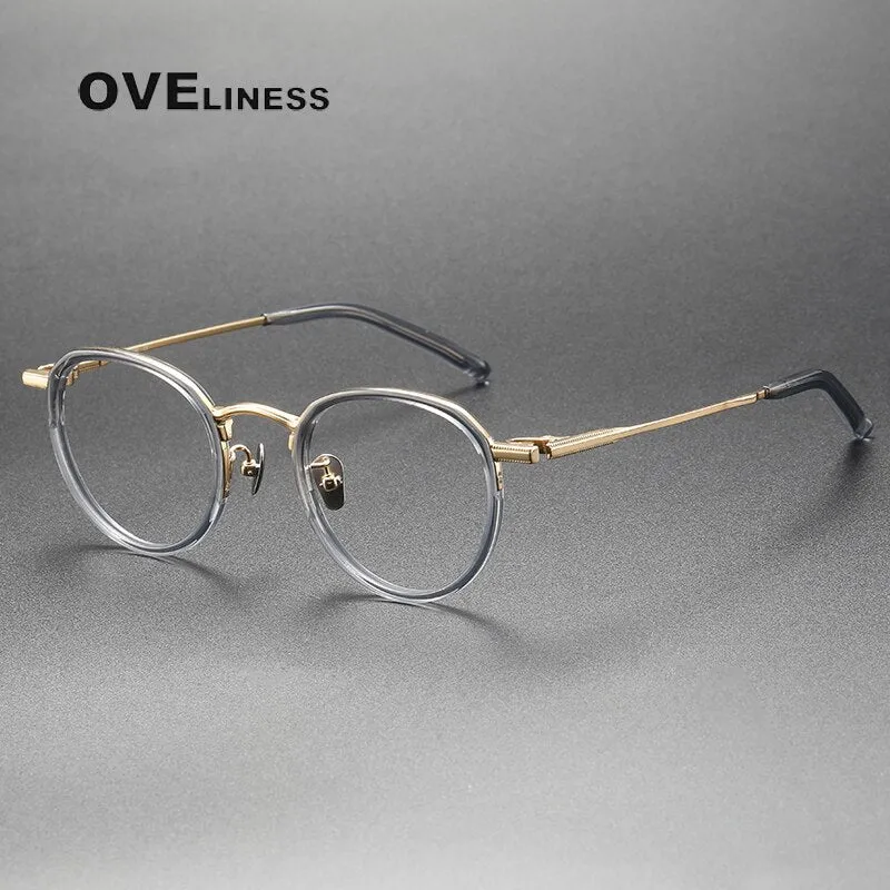 Oveliness Unisex Full Rim Round Acetate Titanium Eyeglasses M43