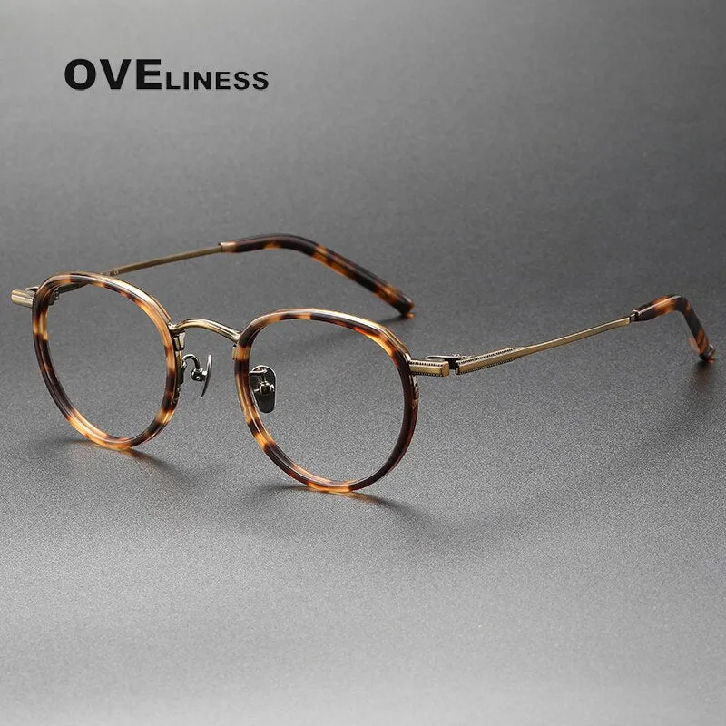 Oveliness Unisex Full Rim Round Acetate Titanium Eyeglasses M43