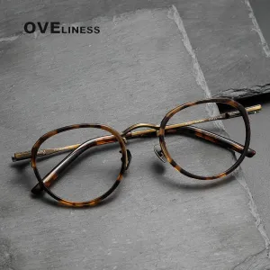 Oveliness Unisex Full Rim Round Acetate Titanium Eyeglasses M43