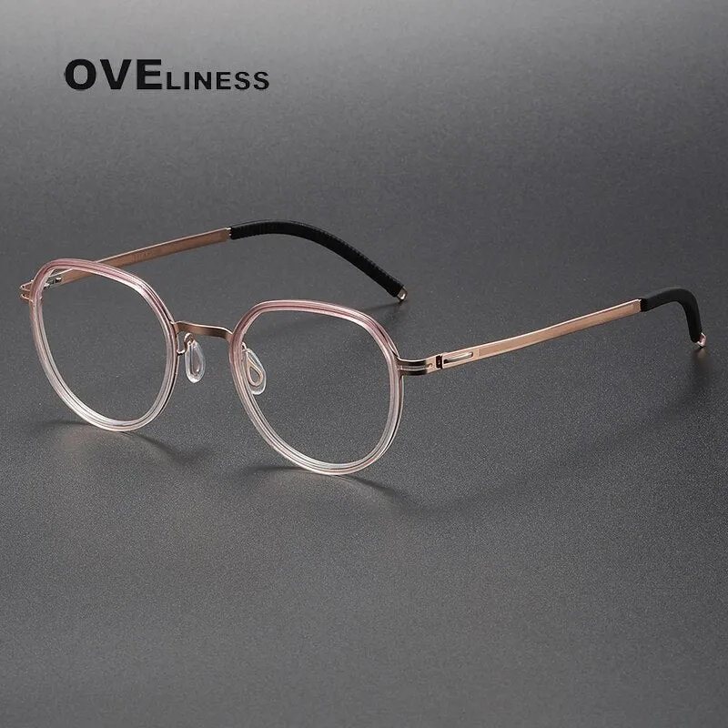 Oveliness Unisex Full Rim Round Acetate Titanium Eyeglasses