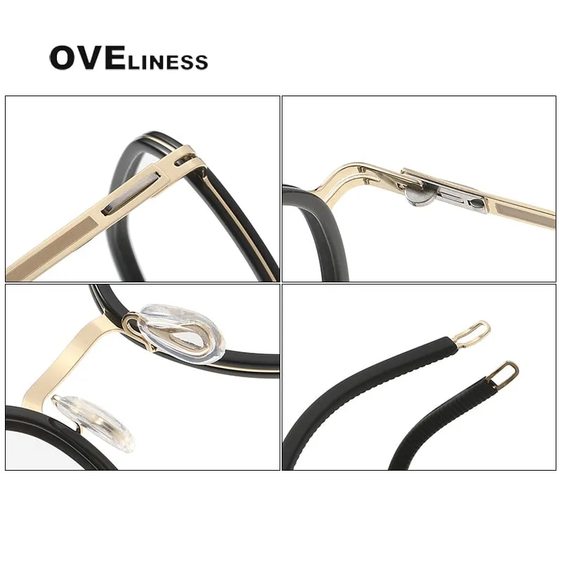 Oveliness Unisex Full Rim Round Acetate Titanium Eyeglasses