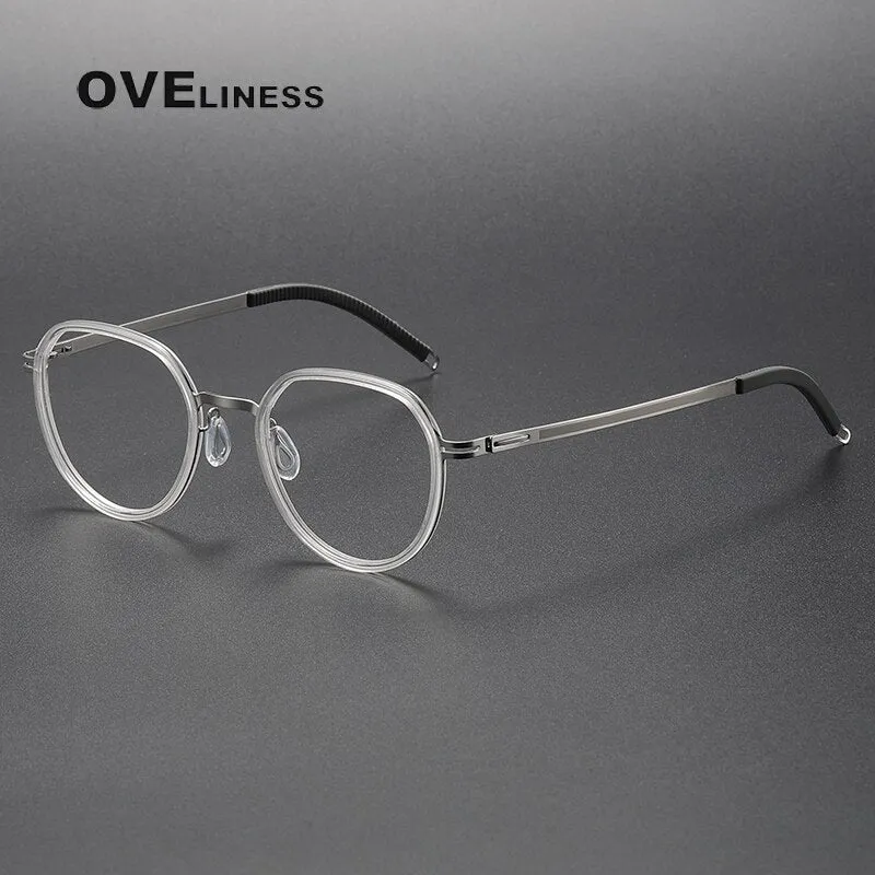 Oveliness Unisex Full Rim Round Acetate Titanium Eyeglasses
