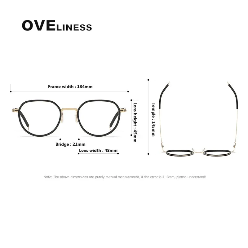 Oveliness Unisex Full Rim Round Acetate Titanium Eyeglasses