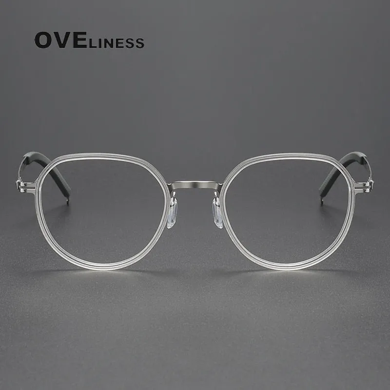 Oveliness Unisex Full Rim Round Acetate Titanium Eyeglasses