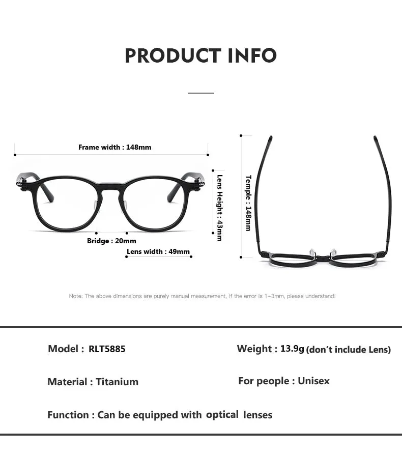 Oveliness Unisex Full Rim Square Acetate Titanium Eyeglasses 5885