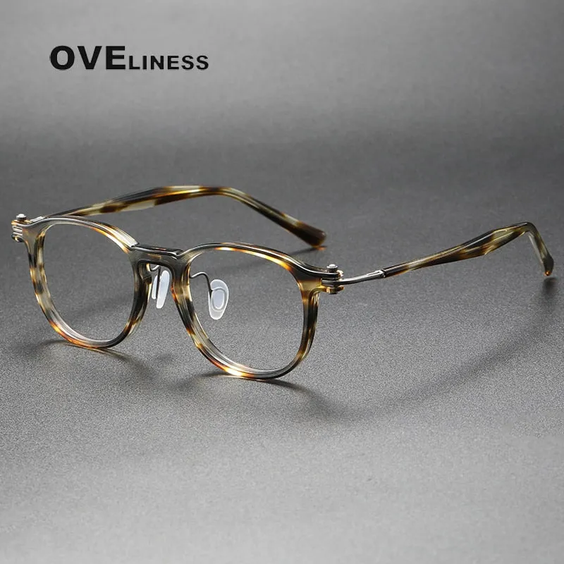 Oveliness Unisex Full Rim Square Acetate Titanium Eyeglasses 5885