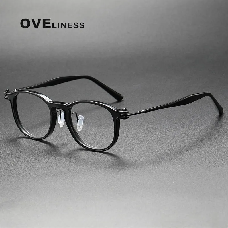 Oveliness Unisex Full Rim Square Acetate Titanium Eyeglasses 5885