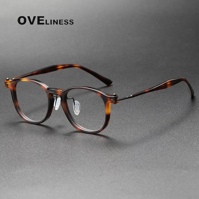 Oveliness Unisex Full Rim Square Acetate Titanium Eyeglasses 5885