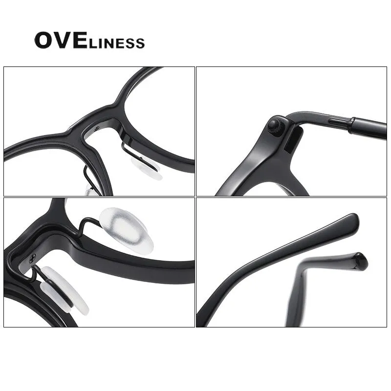 Oveliness Unisex Full Rim Square Acetate Titanium Eyeglasses 5885