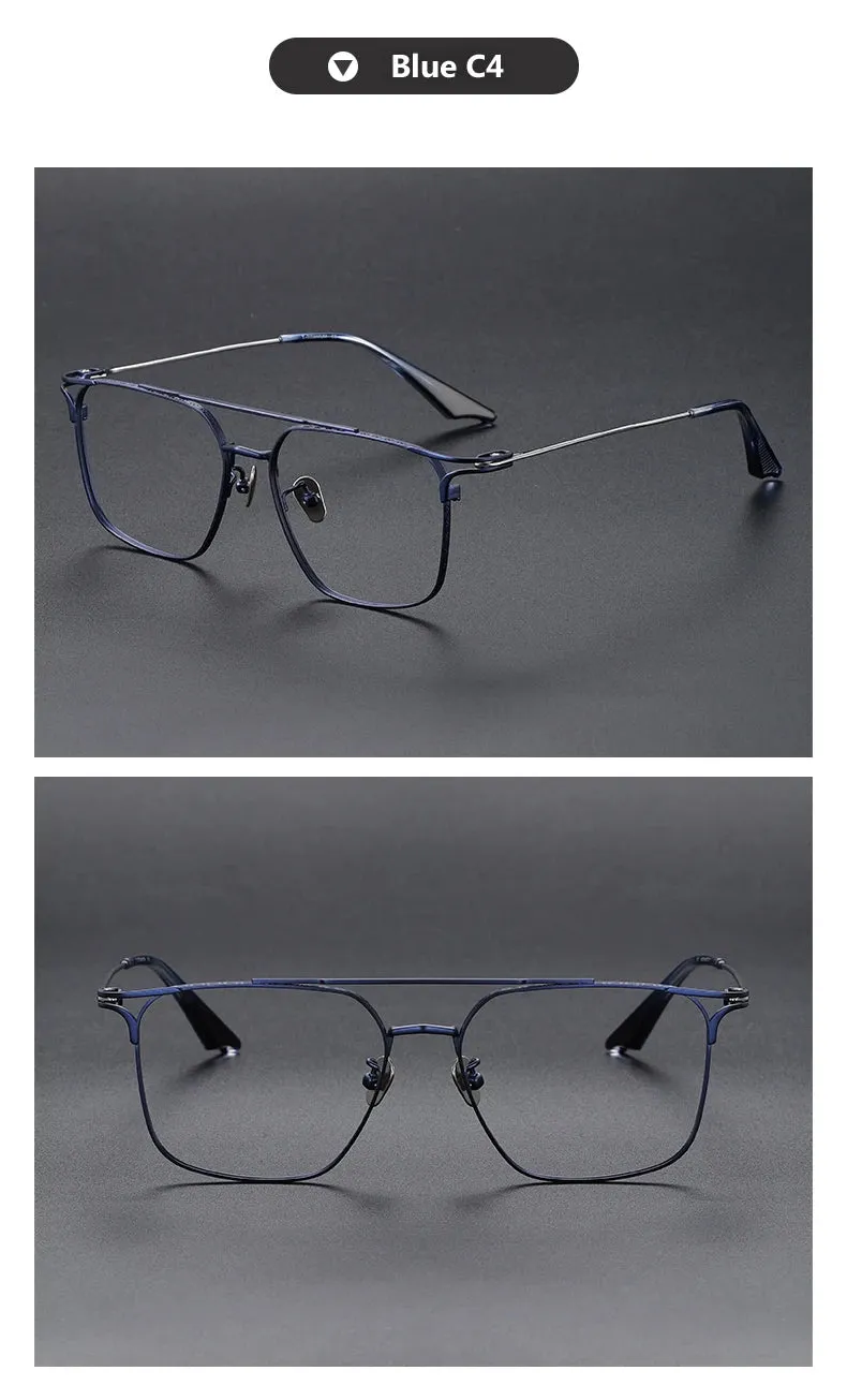 Oveliness Unisex Full Rim Square Double Bridge Titanium Eyeglasses 81000