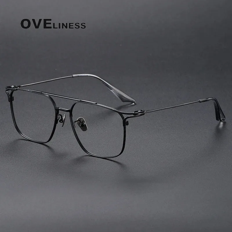 Oveliness Unisex Full Rim Square Double Bridge Titanium Eyeglasses 81000